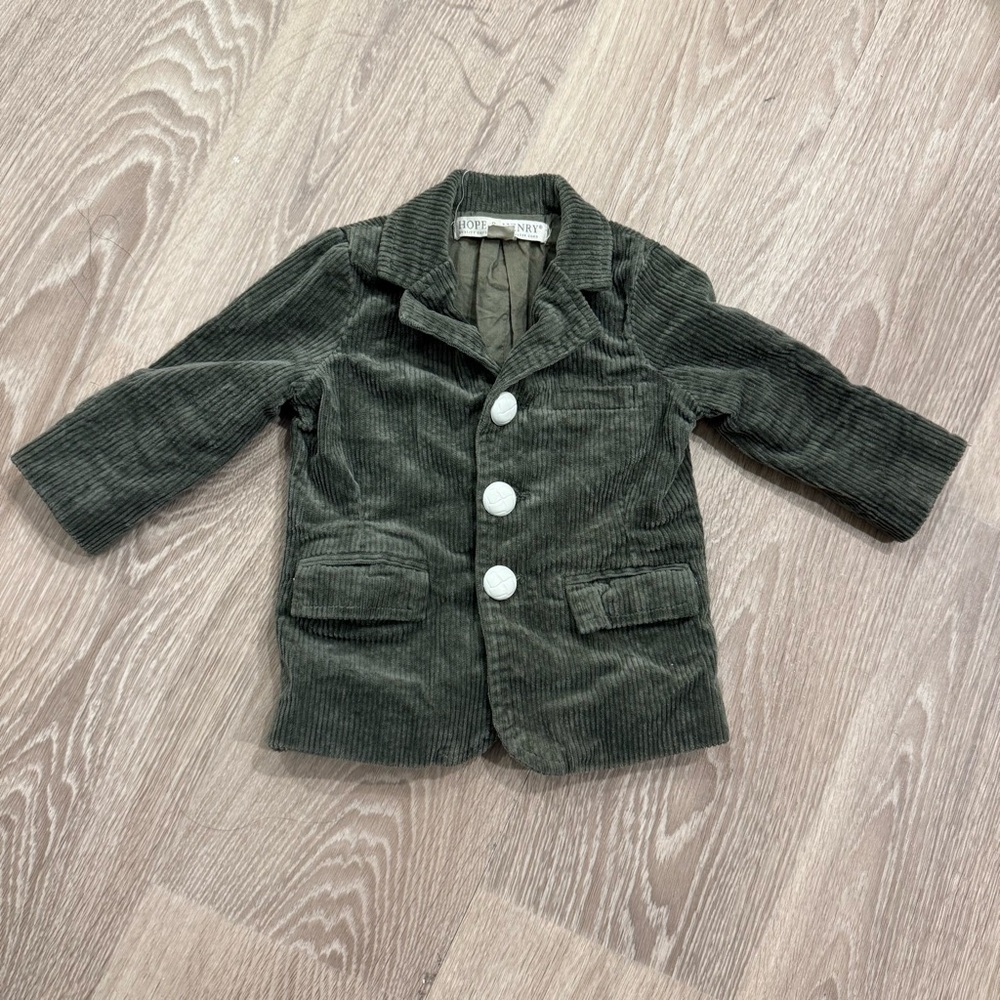 Hope & Henry Green Corduroy Baby Blazer Size 3-6 Months Organic Cotton